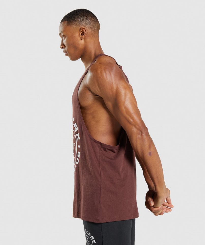 Men's Gymshark Legacy Stringer Tanks Burgundy | NZ 4RJMCL